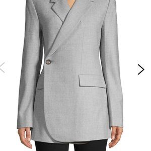 Theory Overlap-Front Virgin Wool Blazer, GREY, BRAND NEW, SIZE 6